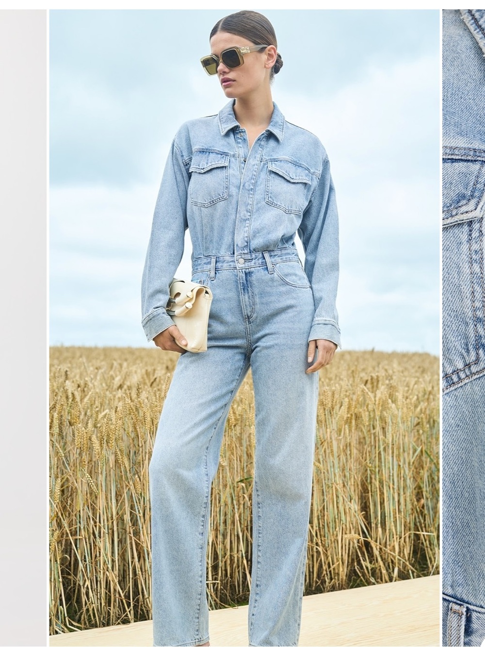 NET Pistola Nikki Denim Long Sleeved Jumpsuit ~ Size S Available Retail $238 - Picture 5 of 8